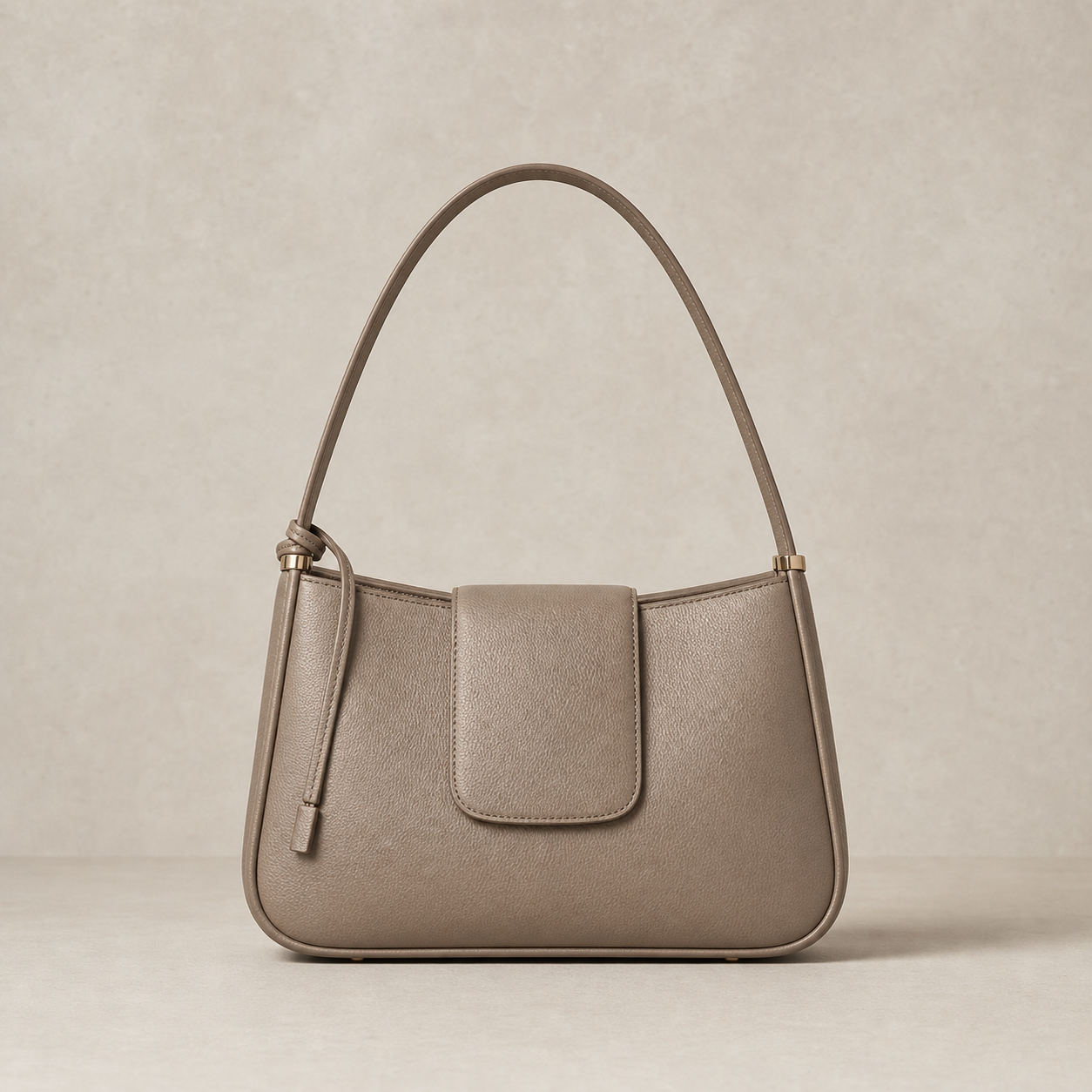 Taupe leather shoulder bag